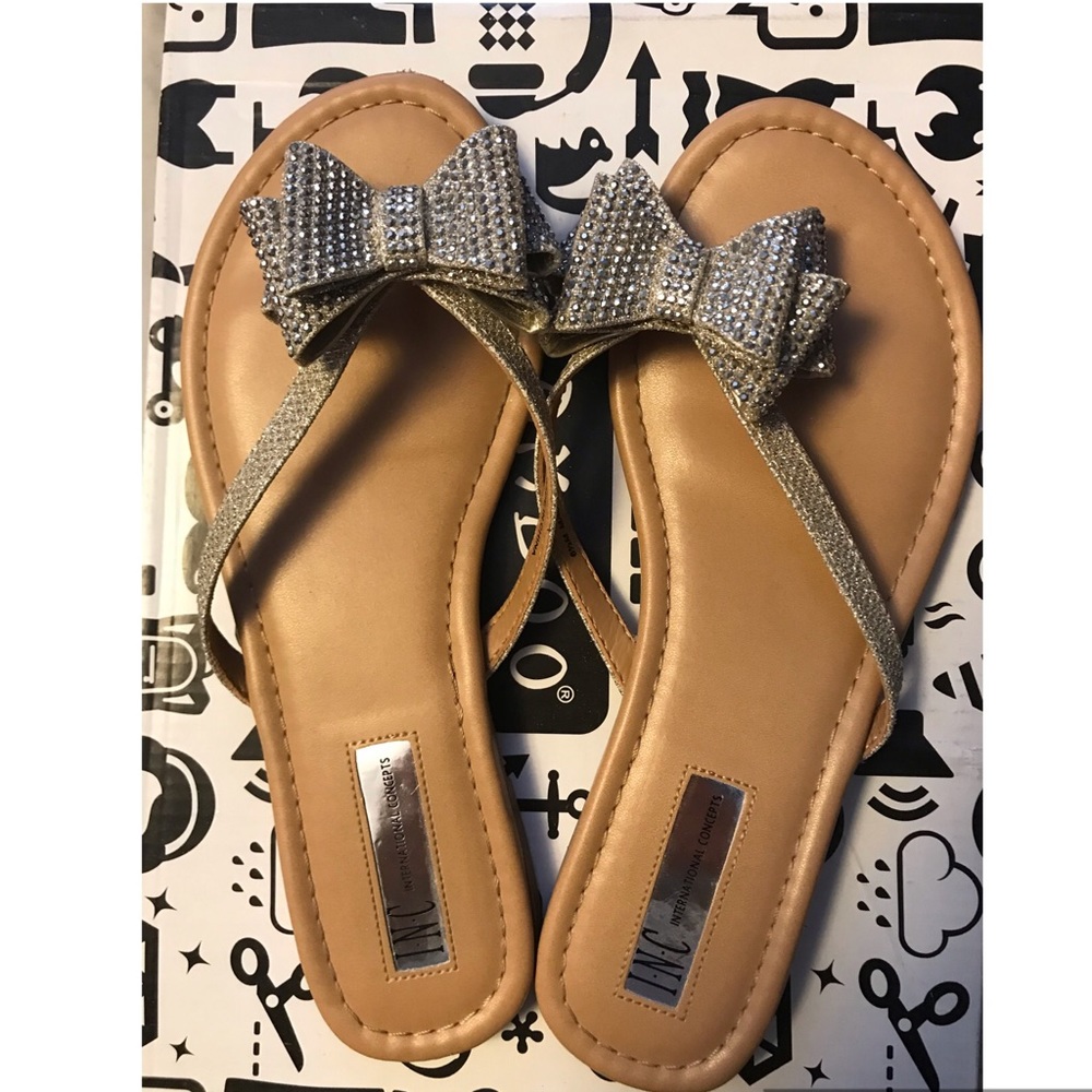 INC Women's Mabae Bow Flat Sandals